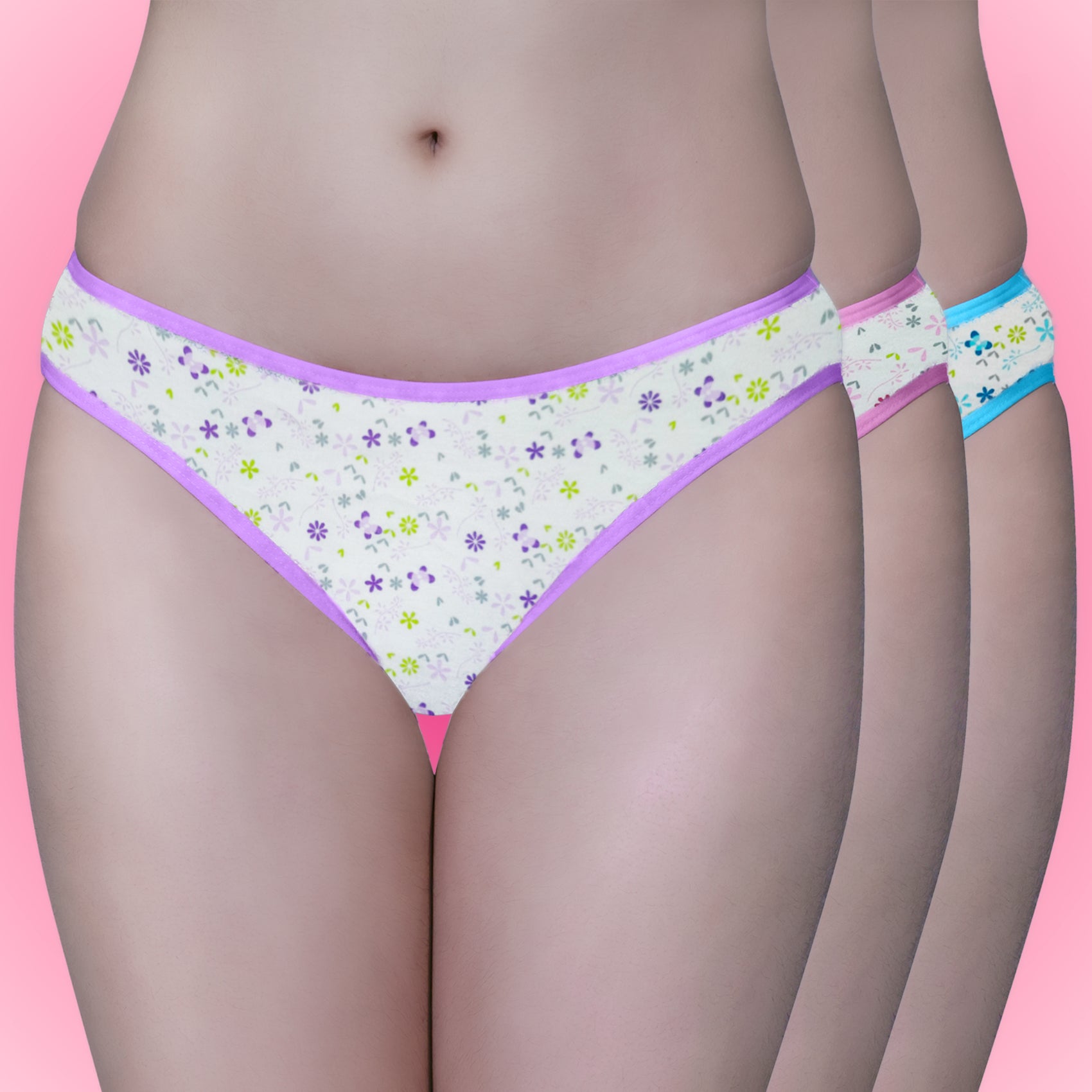 Tipsy Low Waist Printed Cotton Panty - Pack of 3 | Color & Print May Vary | PN412