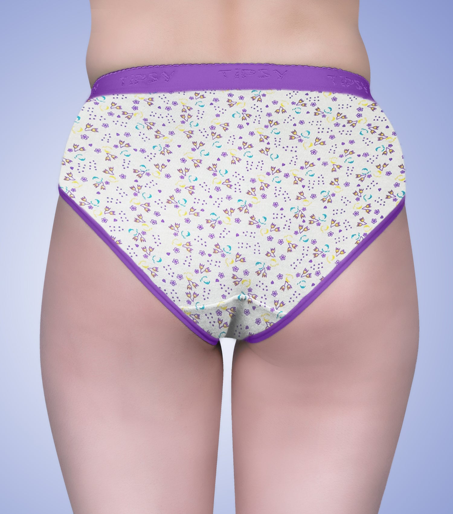 Tipsy Mid Waist Printed Cotton Panty with Wide Elastic Band - Pack of 6 | Color & Print May Vary | PN415
