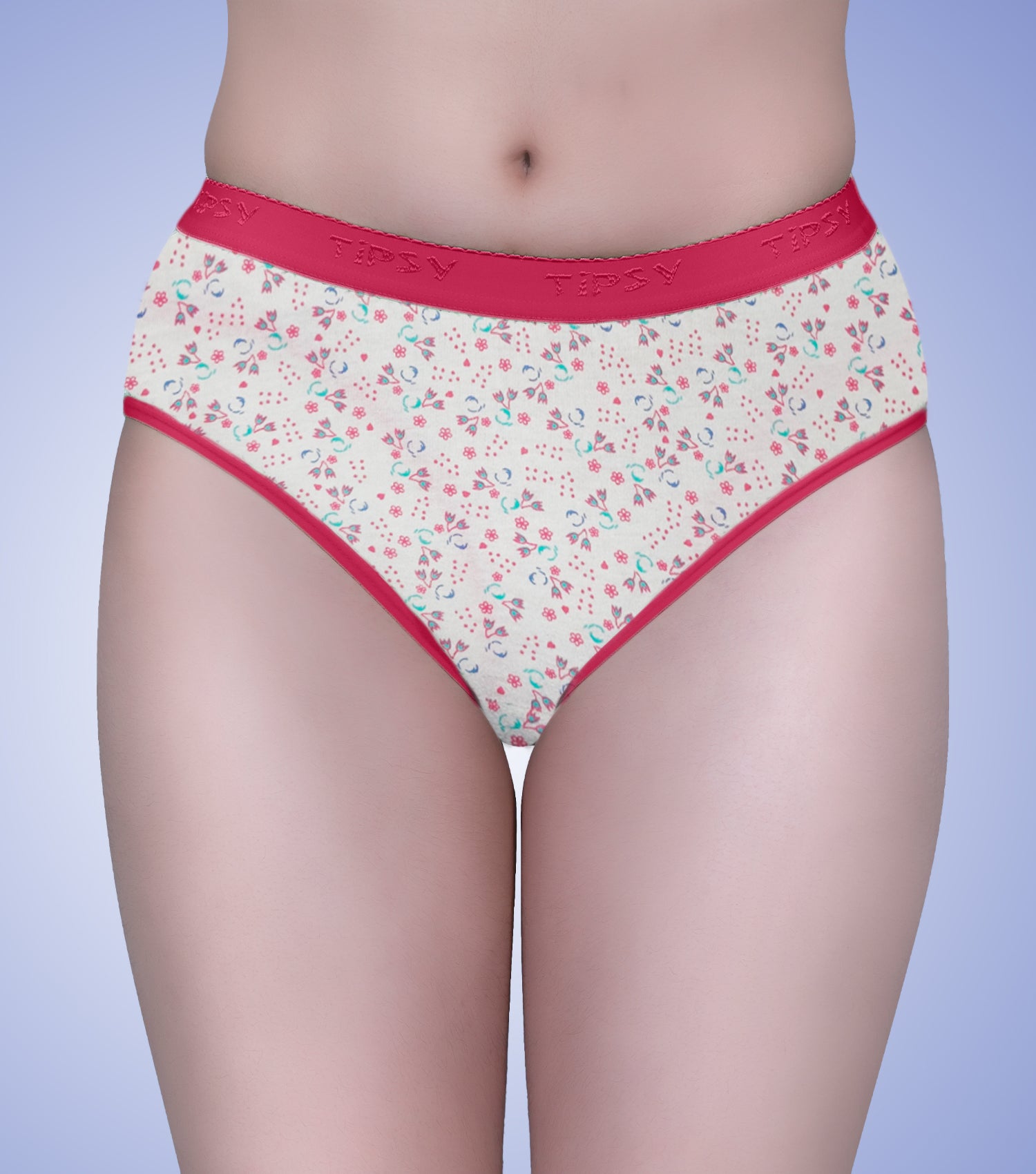 Tipsy Mid Waist Printed Cotton Panty with Wide Elastic Band - Pack of 6 | Color & Print May Vary | PN415