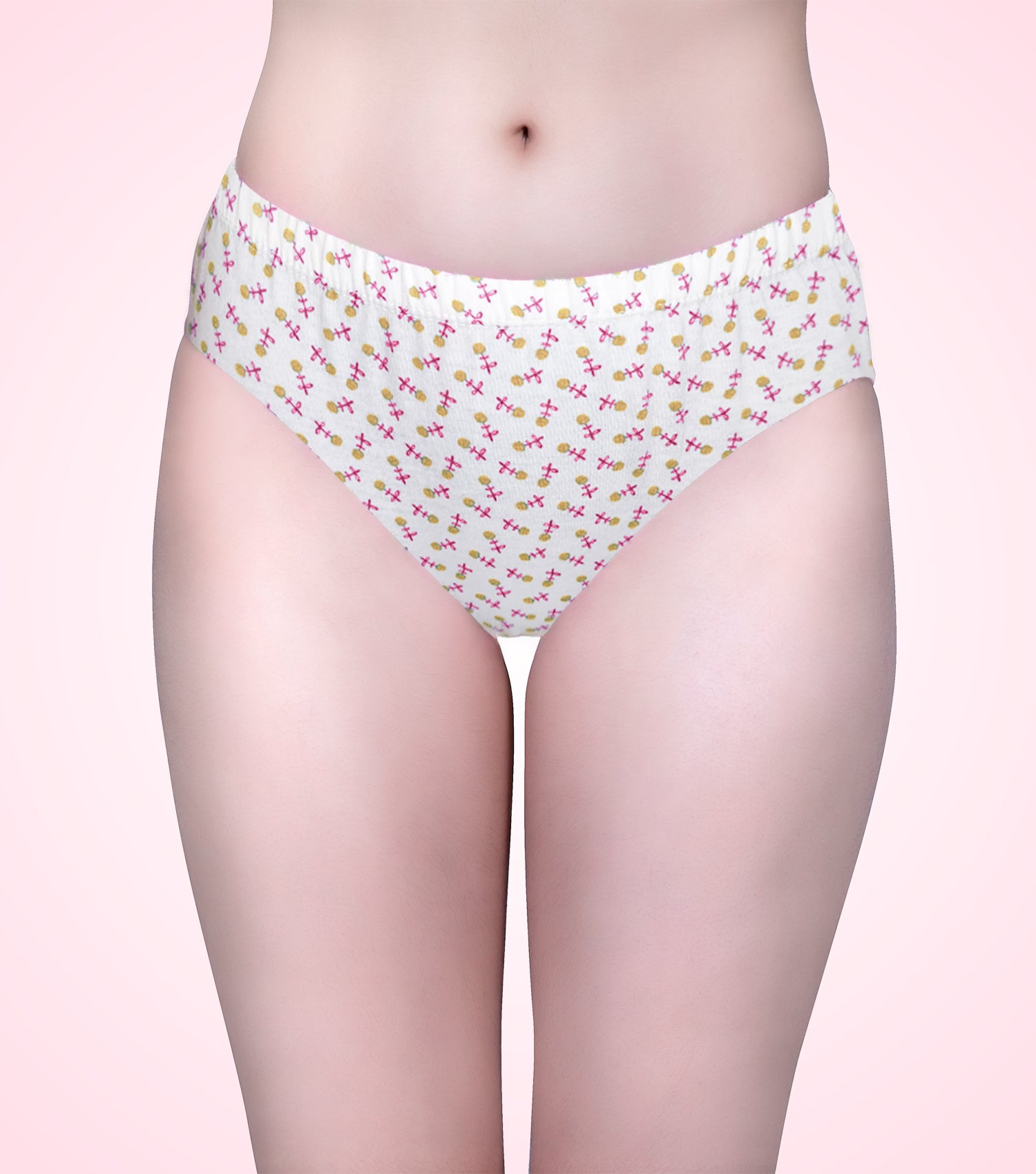 Tipsy Mid Waist Printed Cotton Panty with Inner Elastic - Pack of 3 | Color & Print May Vary | PN420
