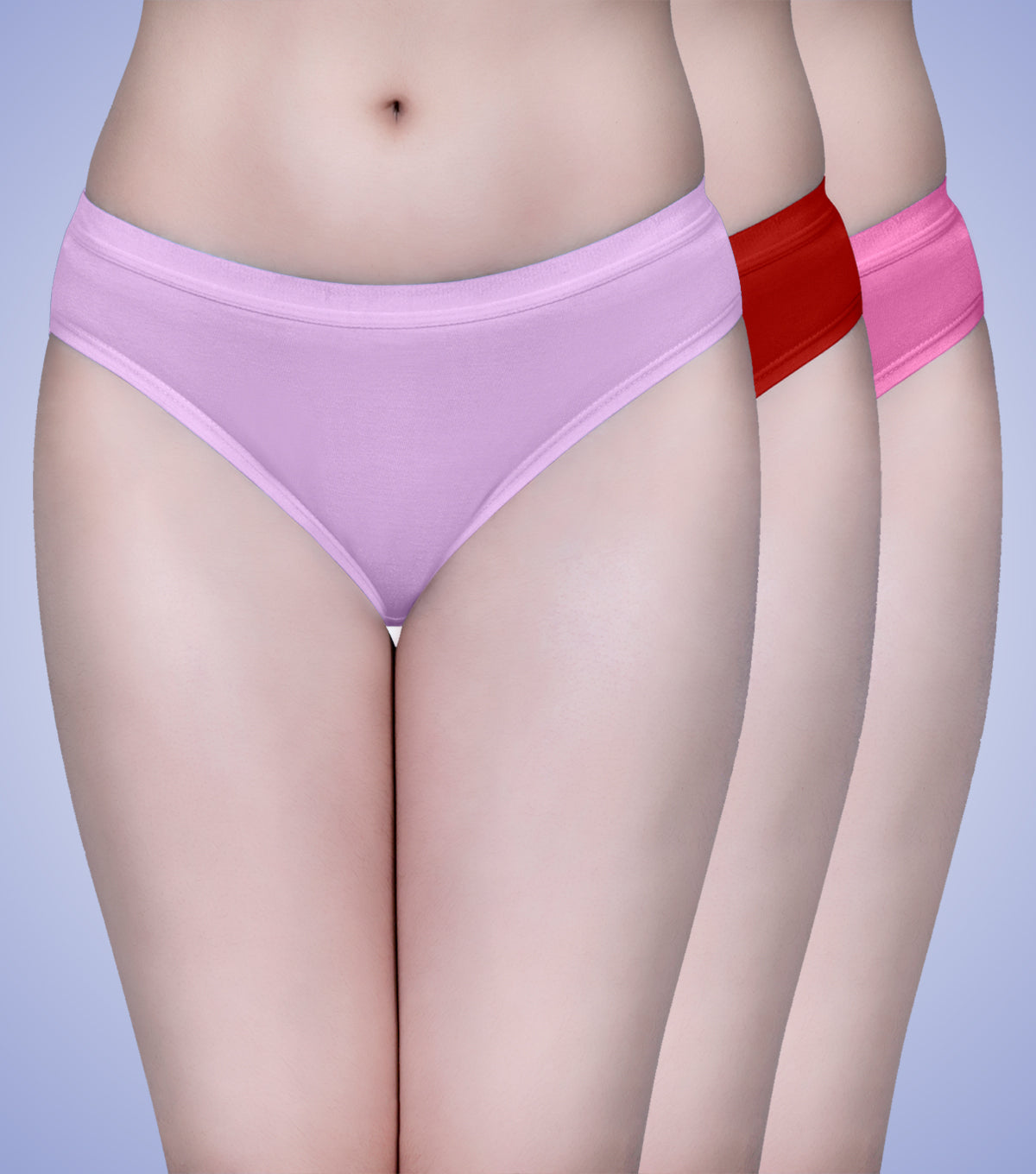 Tipsy Low Waist Cotton Panty - Pack of 3 | Crimson Orchid Color | PN406