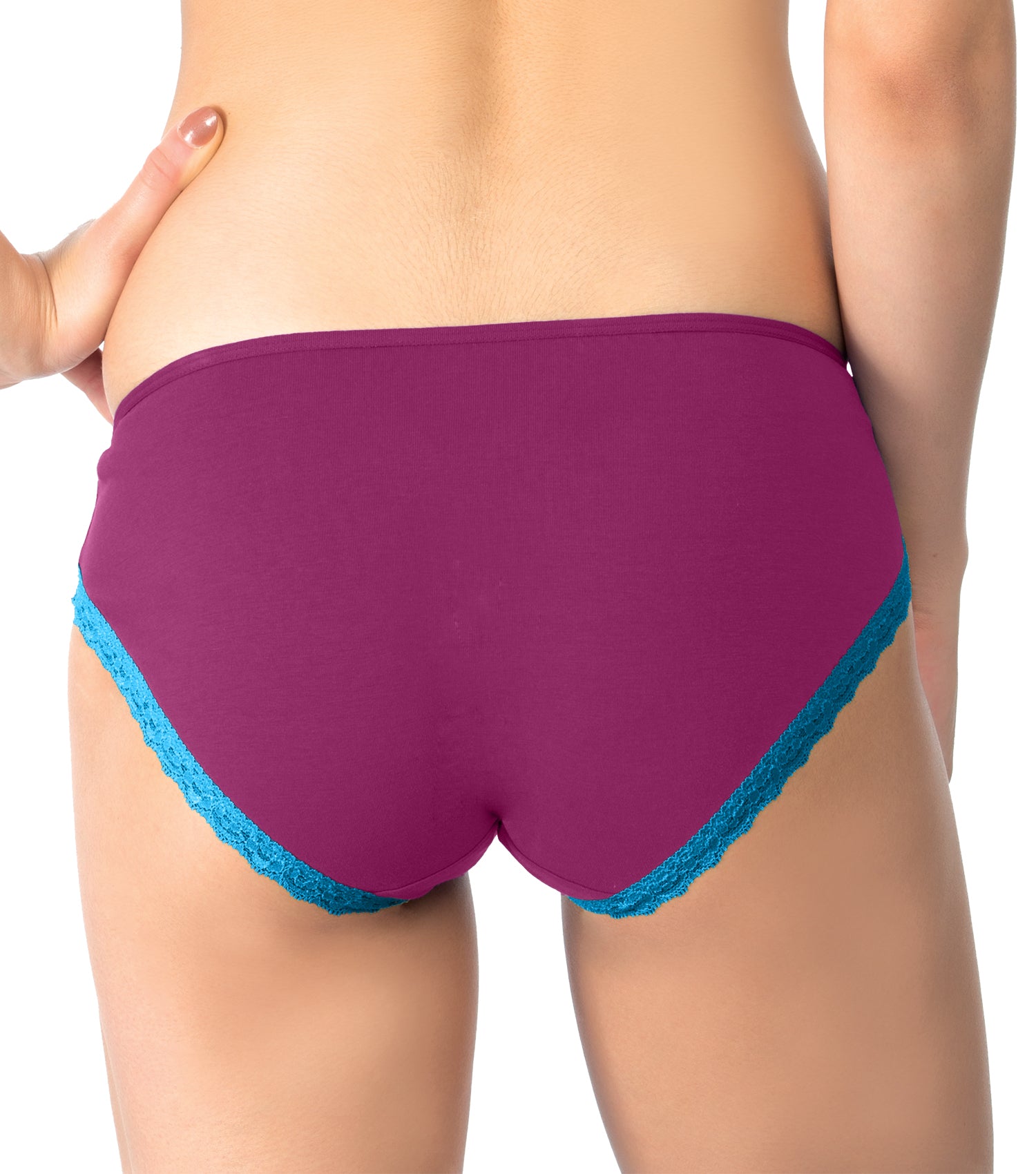 Tipsy Low-Waist Cotton Lycra Bikini Panty with Lace - Pack of 3 | Rosewood Charm Color | PN449