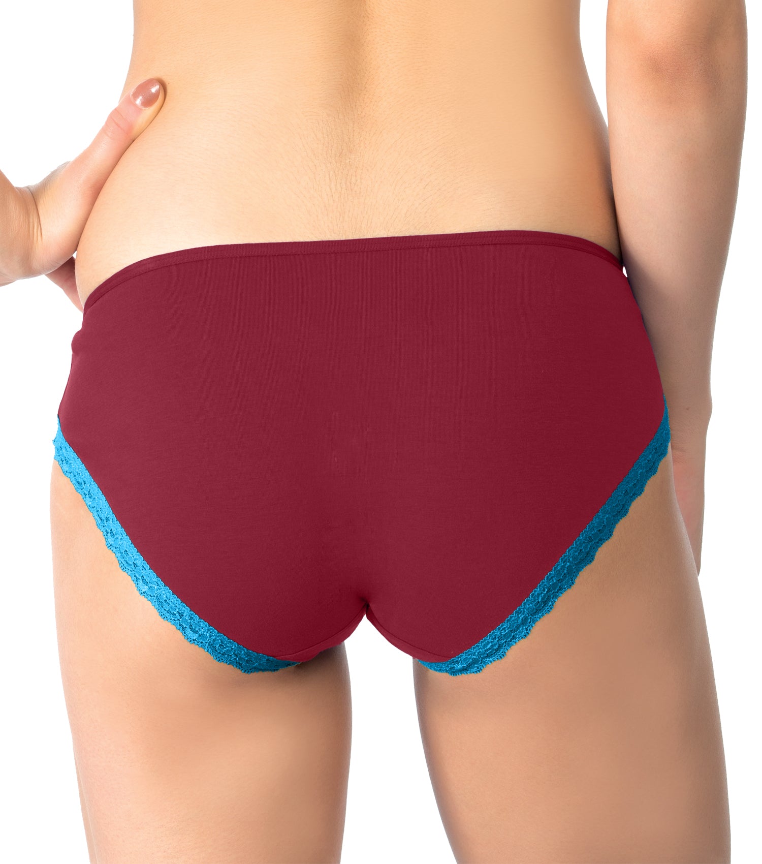 Tipsy Low-Waist Cotton Lycra Bikini Panty with Lace - Single Piece | Maroon Color | PN440
