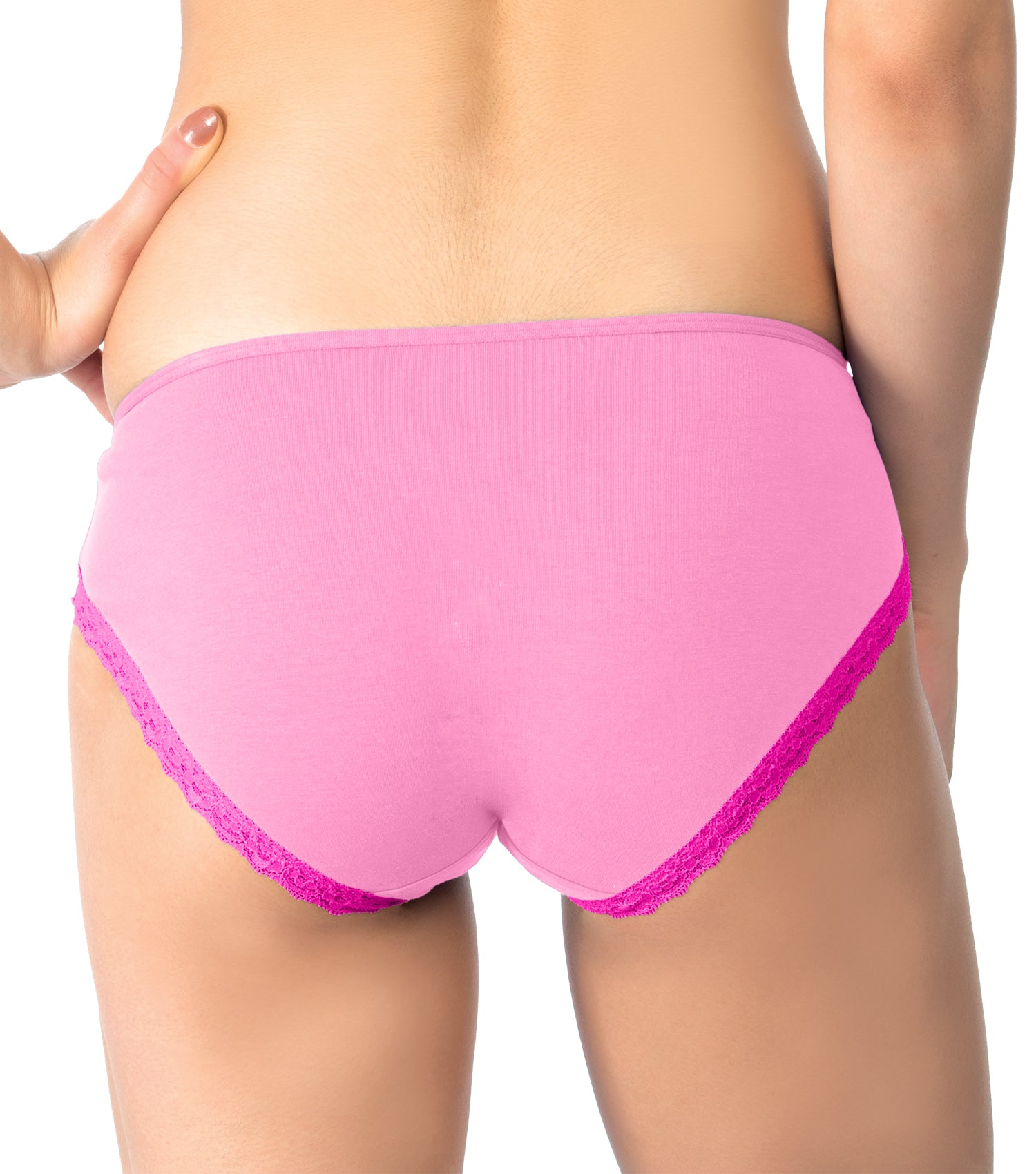Tipsy Low-Waist Cotton Lycra Bikini Panty with Lace - Single Piece | Pink Color | PN442