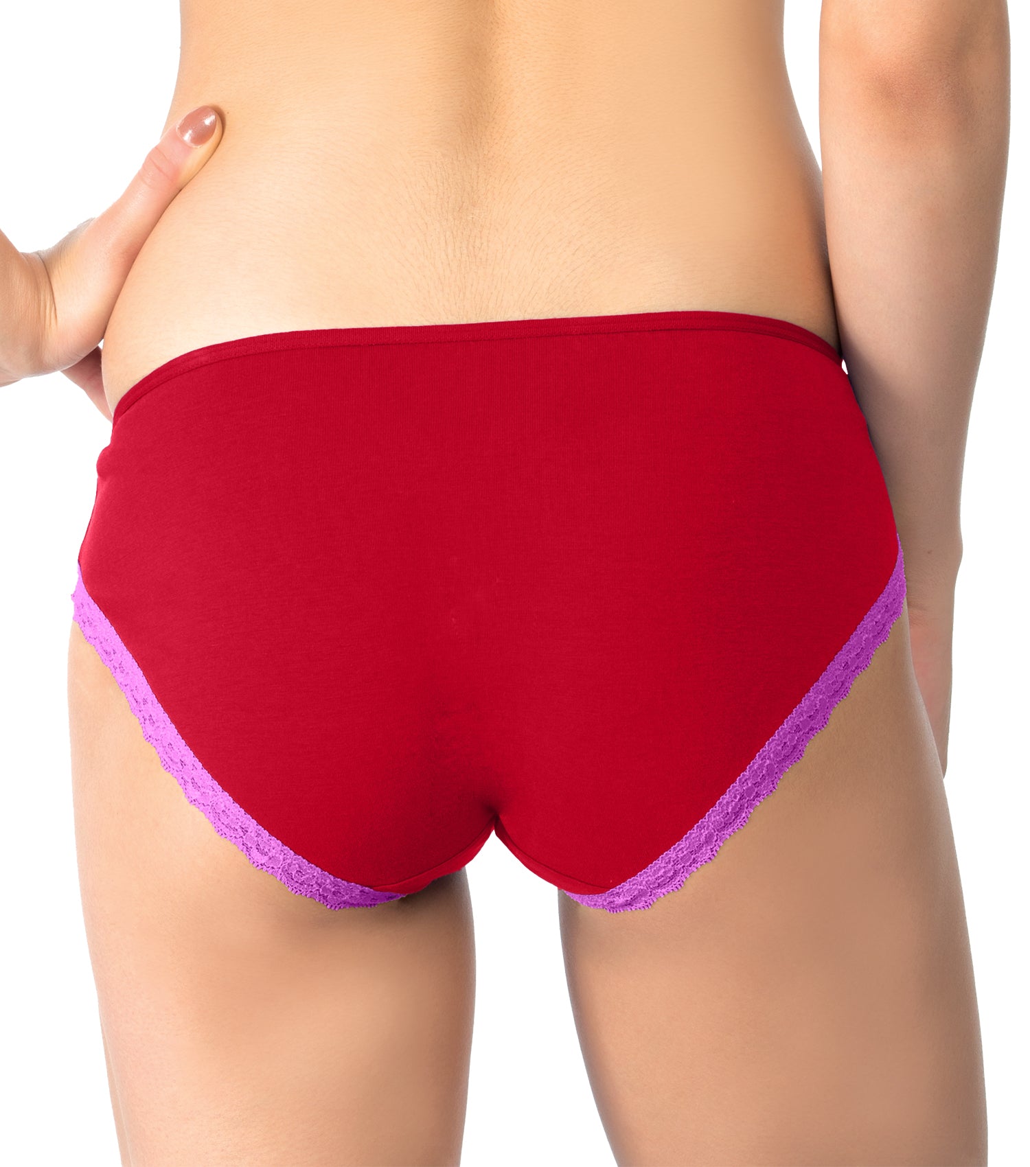 Tipsy Low-Waist Cotton Lycra Bikini Panty with Lace - Single Piece | Red Color | PN444