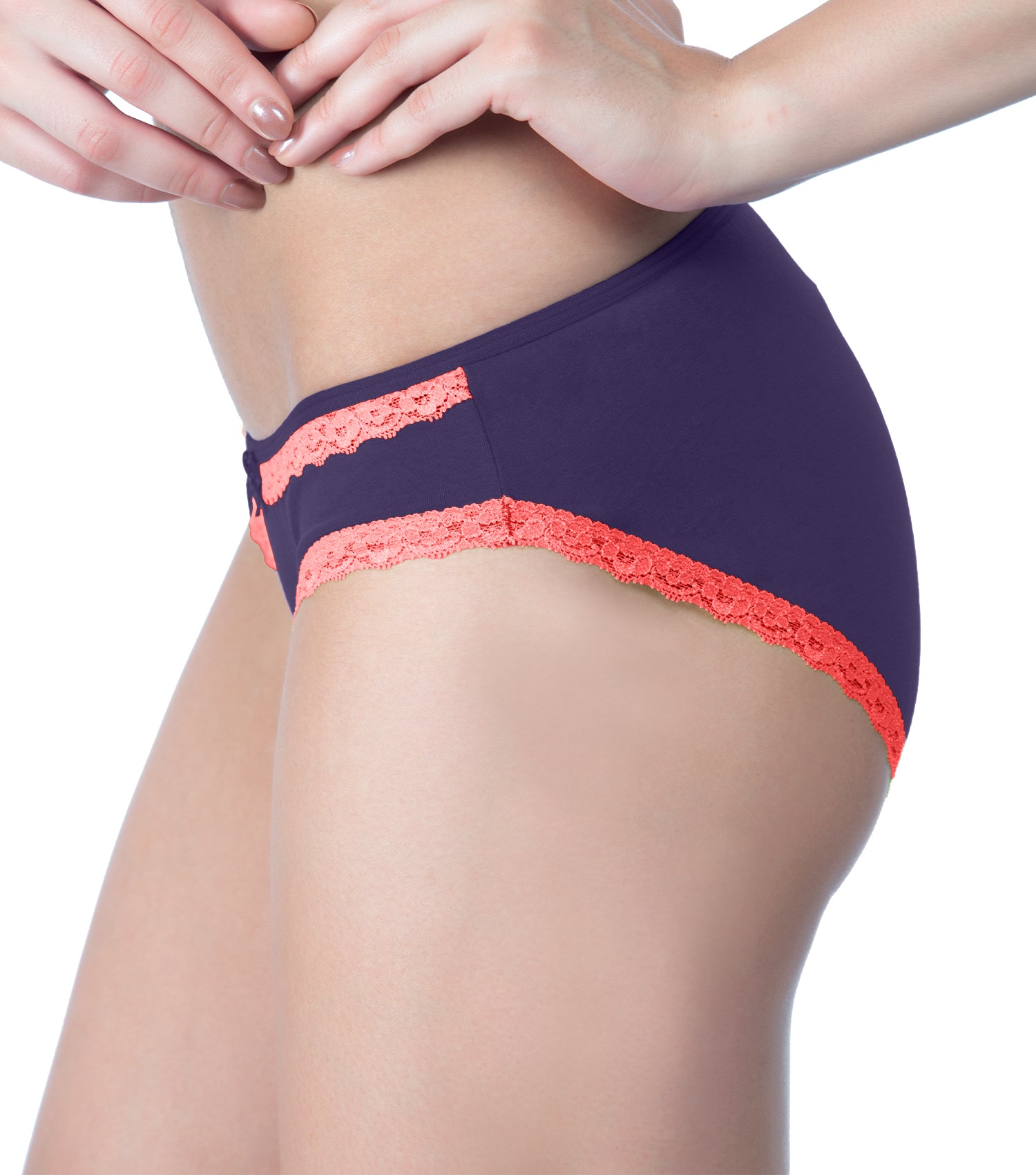 Tipsy Low-Waist Cotton Lycra Bikini Panty with Lace - Single Piece | Wine Color | PN446