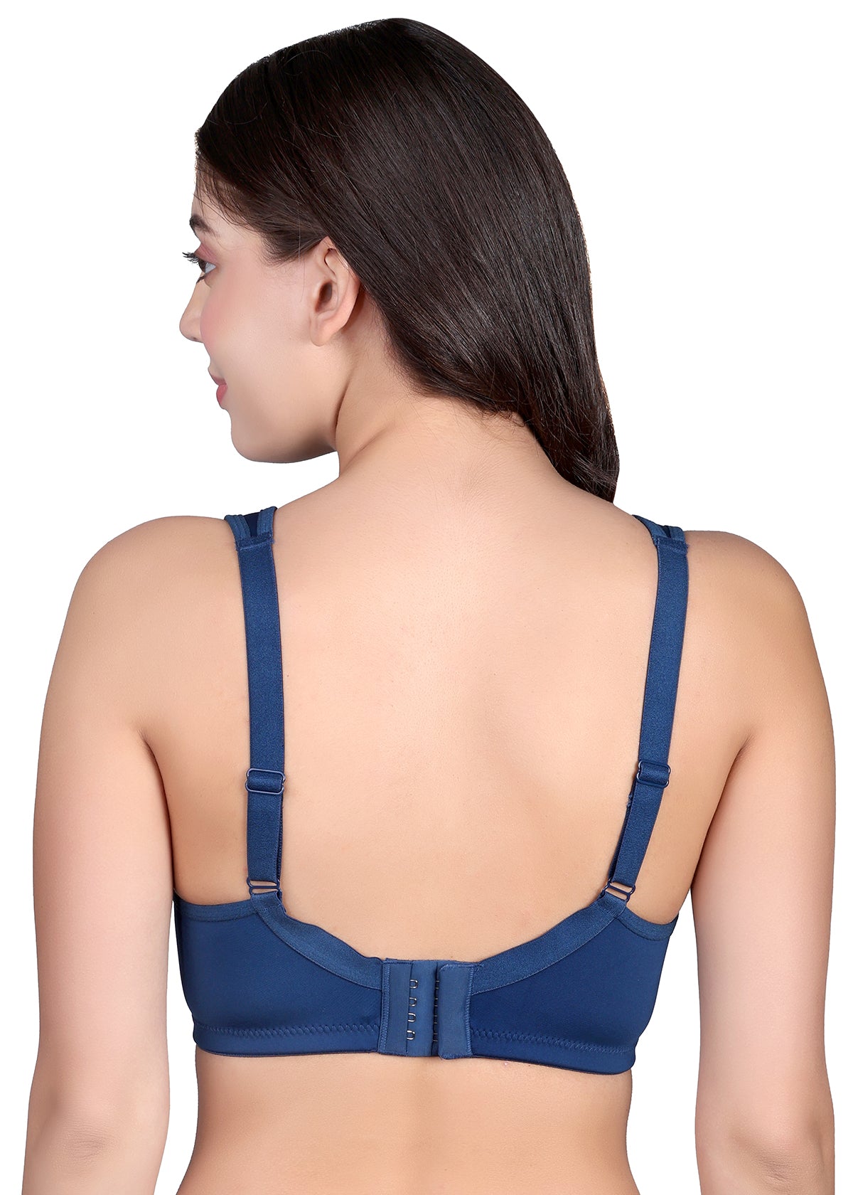 Tipsy Broad Strap Full Coverage Non-Padded Bra In Midnight Blue