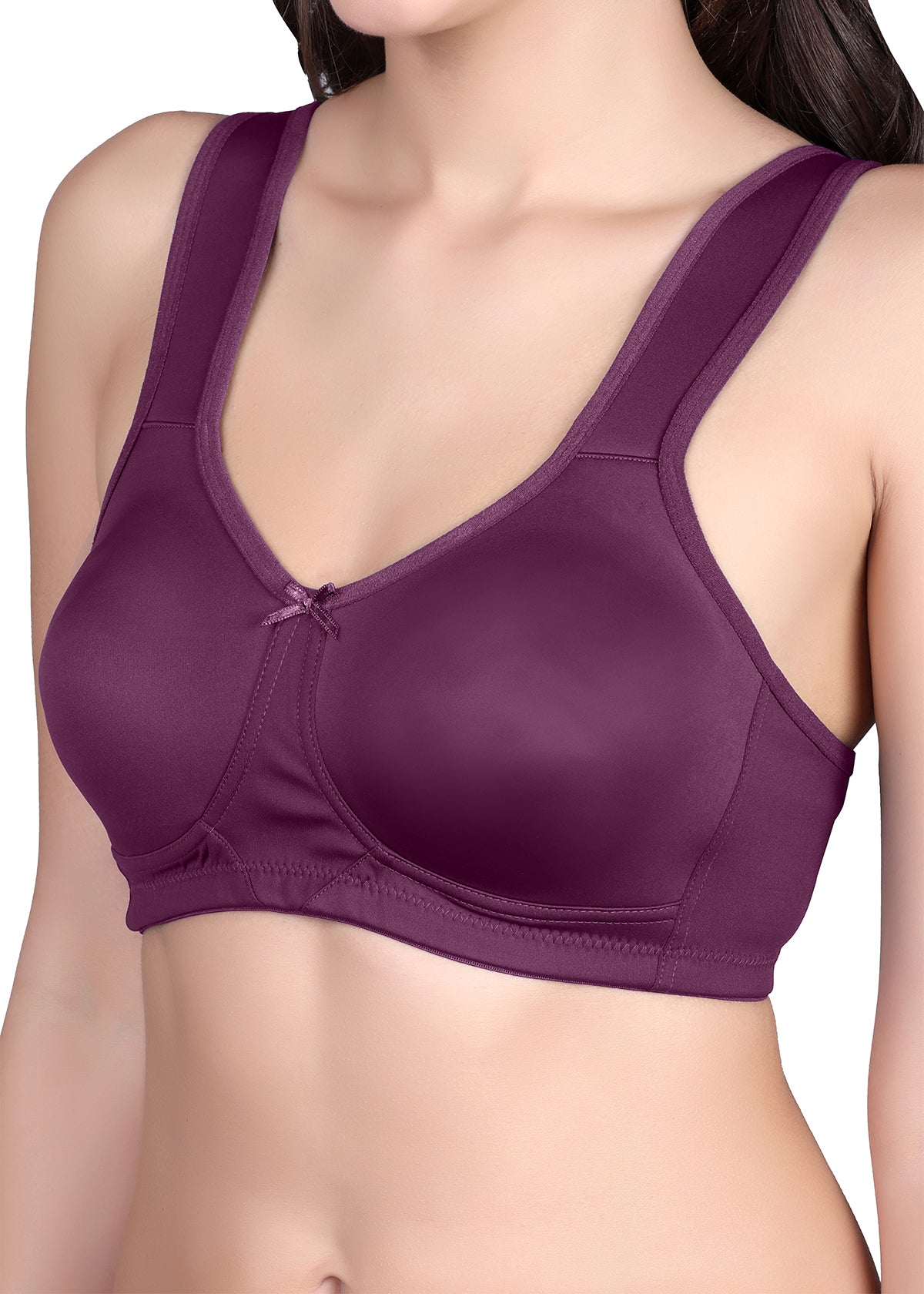 Tipsy Broad Strap Full Coverage Non-Padded Bra In Plum