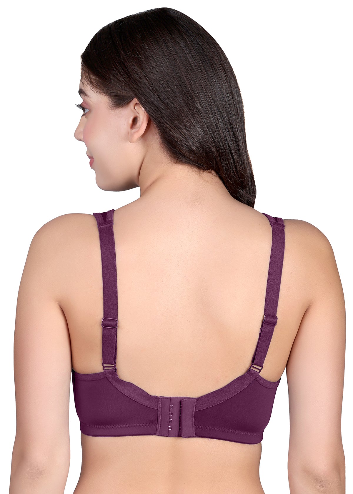 Tipsy Broad Strap Full Coverage Non-Padded Bra In Plum