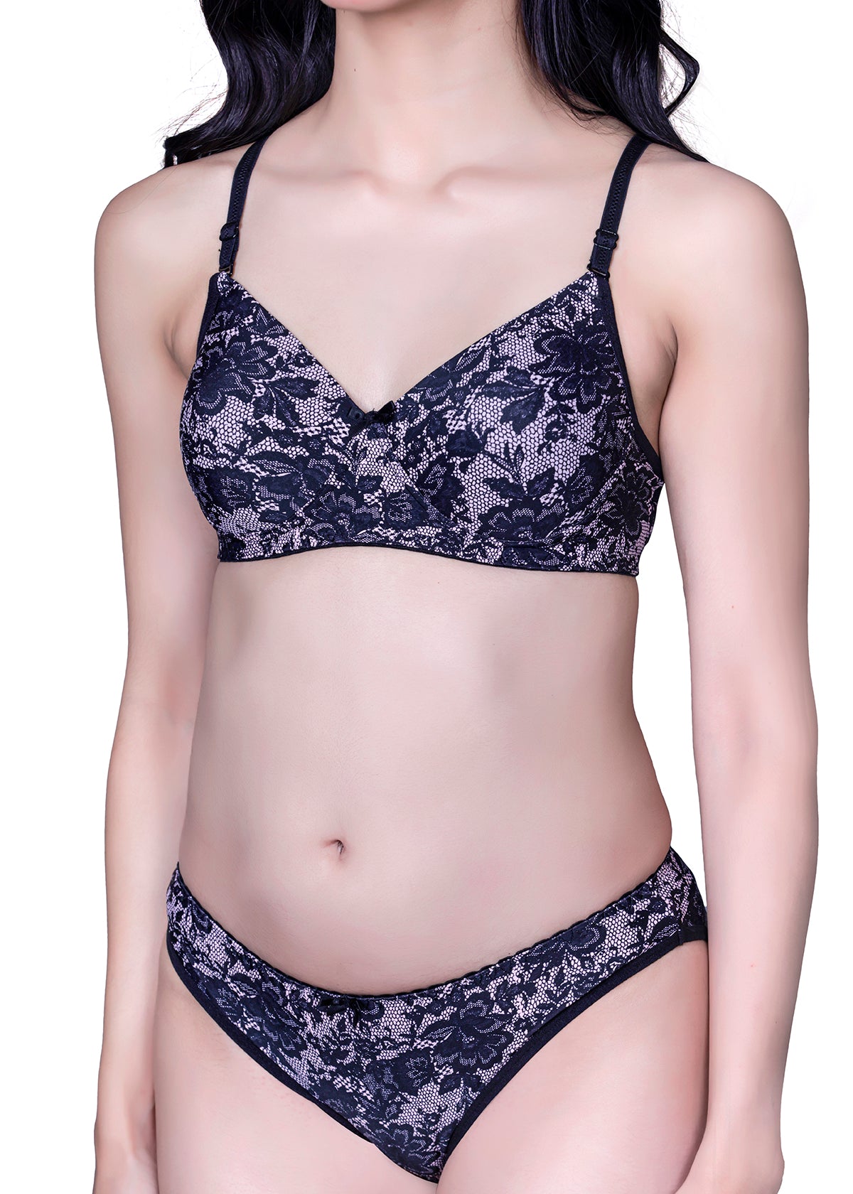 Tipsy T-72 Set In Black Mesh Print #118