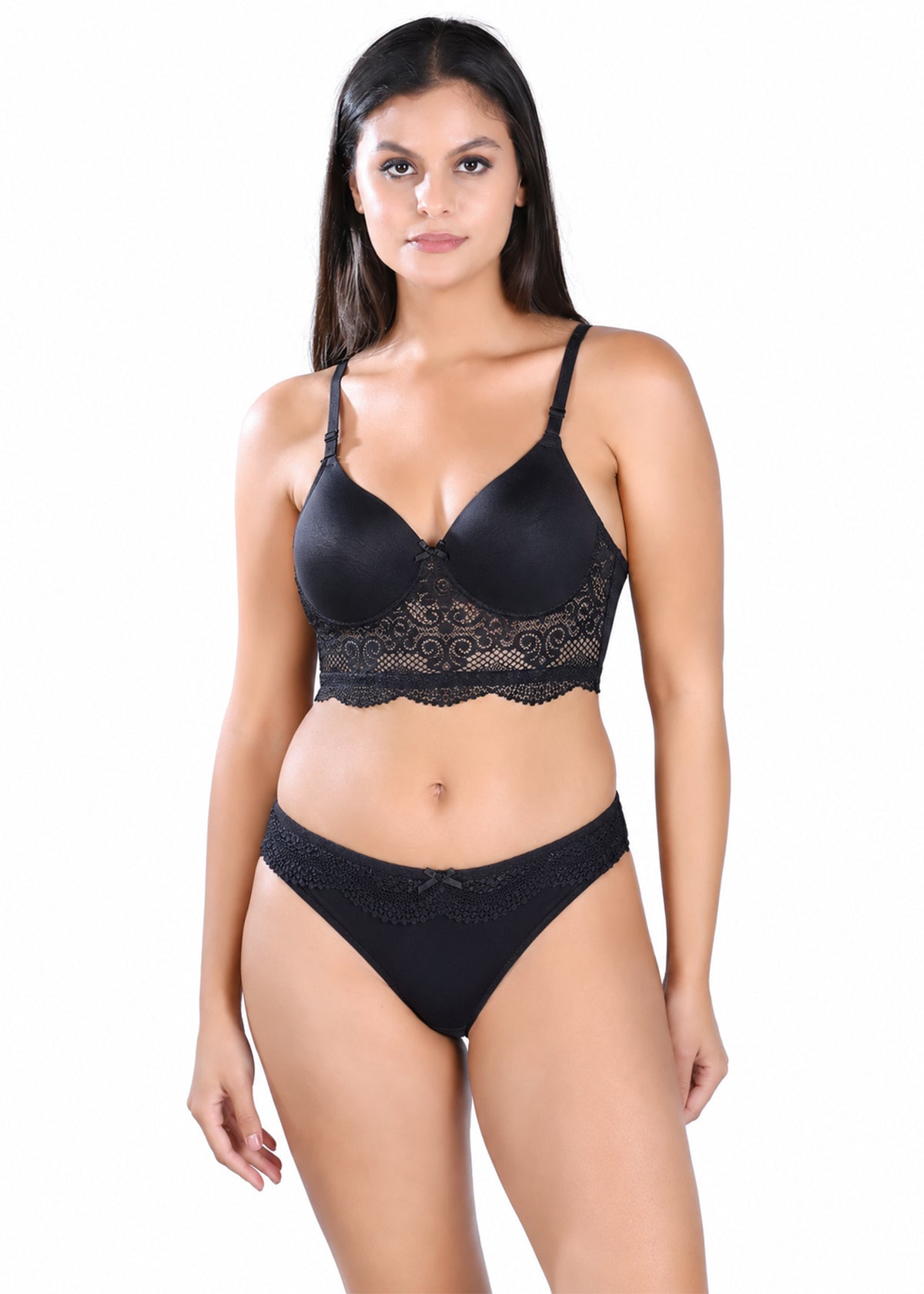 Tipsy Satin and Lace Padded Bralette | Free Matching Panty Included