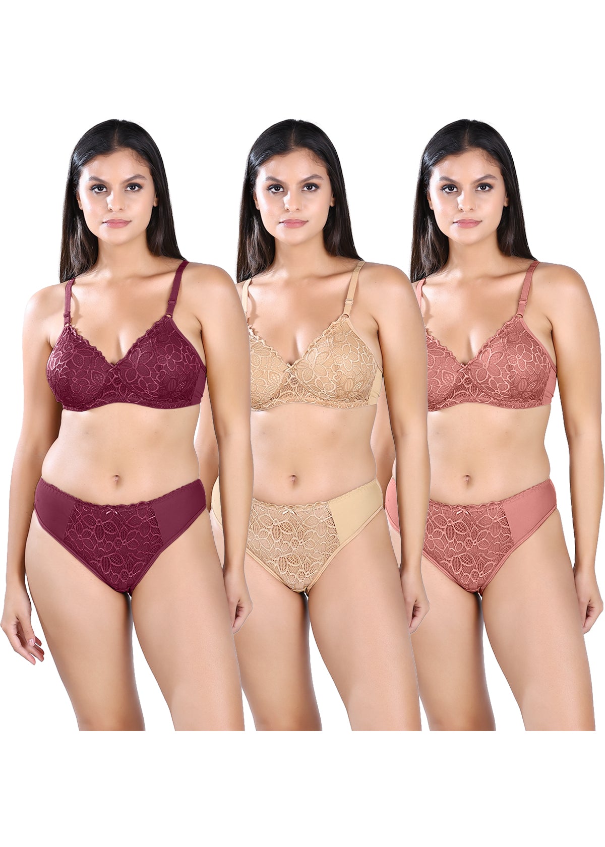 Tipsy Floral Lace Set In Pack of 3