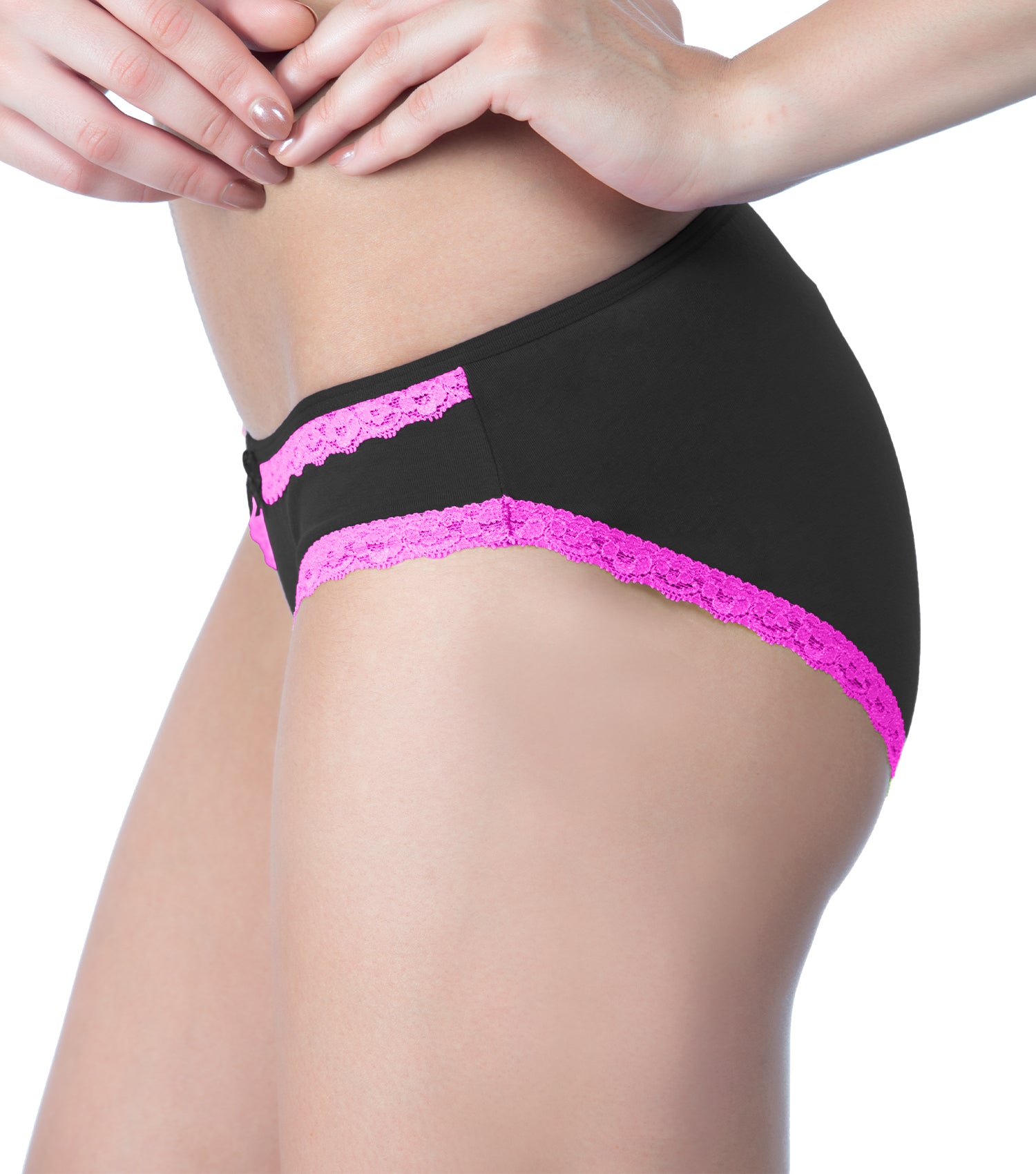 Tipsy Low-Waist Cotton Lycra Bikini Panty with Lace - Single Piece | Black Color | PN437