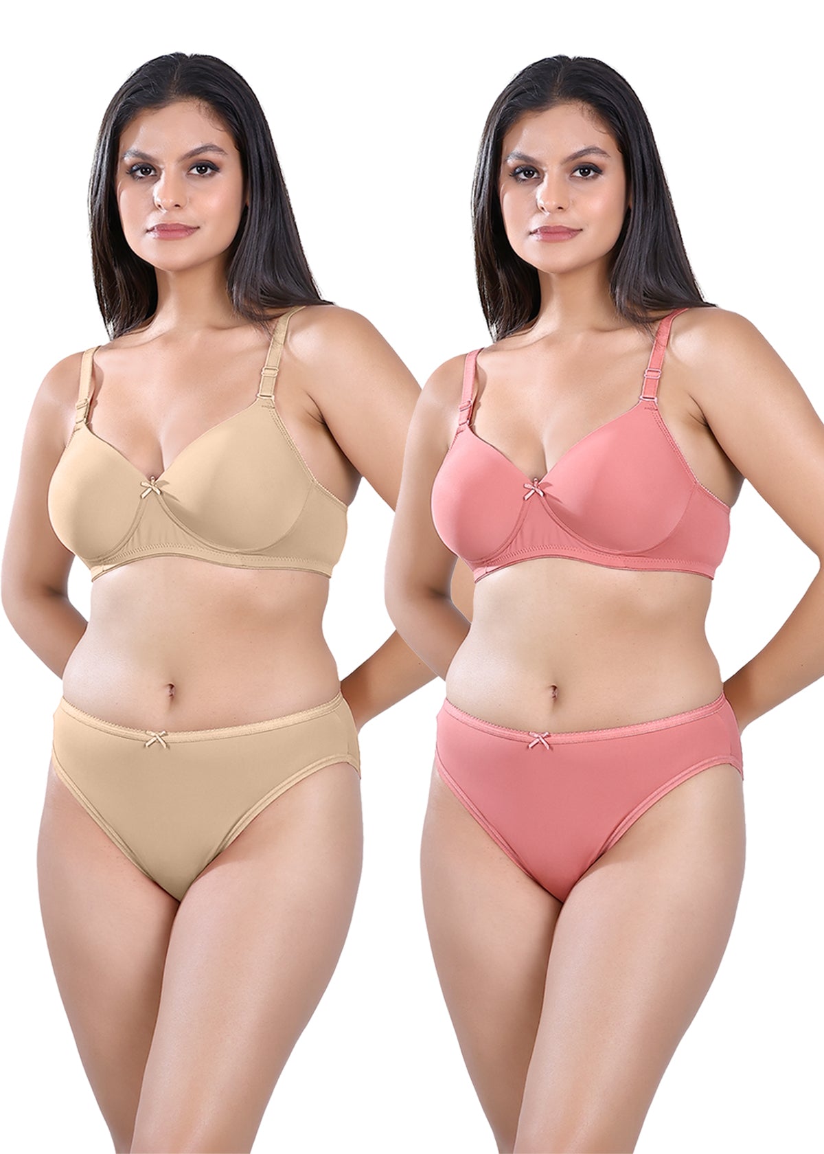 Tipsy Sharona Set In Nude & Rust | Pack of 2