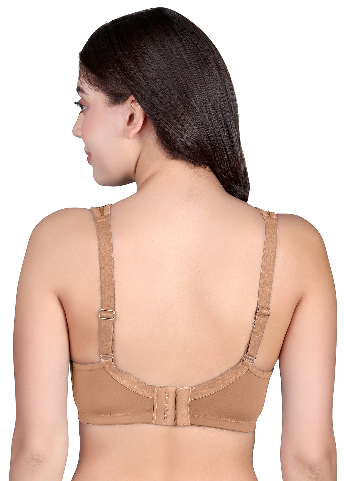 Tipsy Broad Strap Full Coverage Non-Padded Bra In Beige